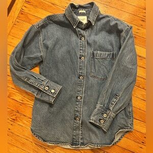 Abercrombie & Fitch Medium Wash Oversized Denim Shirt